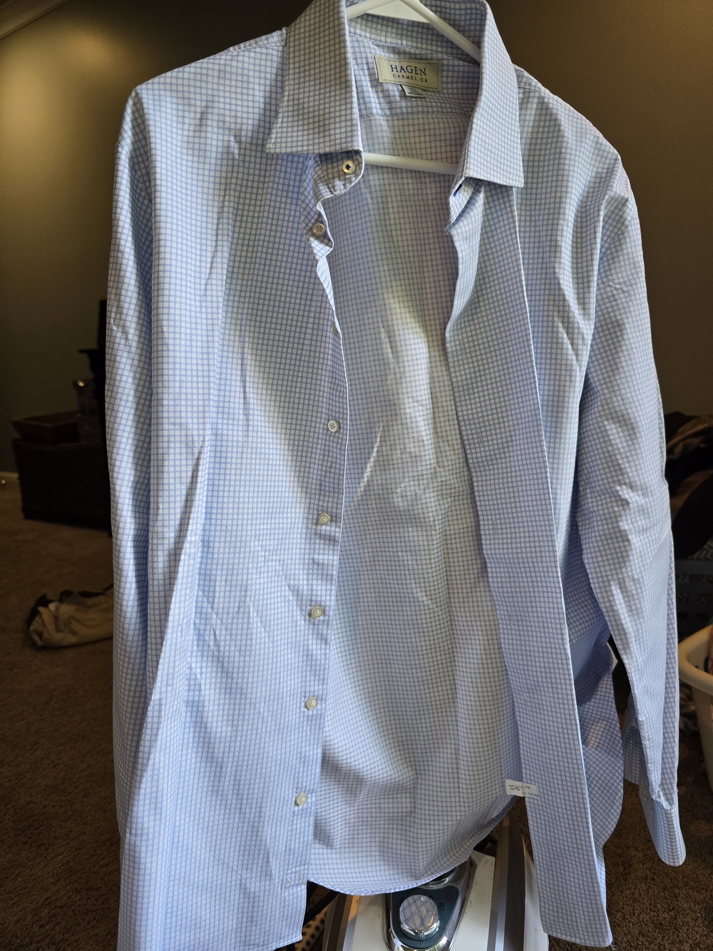 Hagen Classic Men's Light Blue Checked Dress Shirt